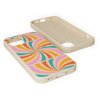 Retro Swirl Biodegradable Phone Case — Colorful 70s Spiral Eco-Friendly iPhone Cover