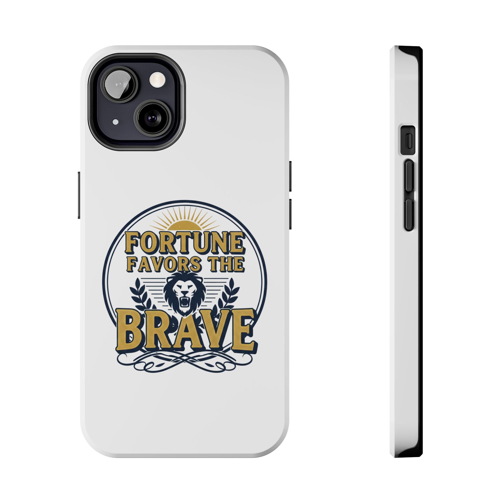 Fortune Favors the Brave Phone Case (Protective Tough Case with Lion Emblem)