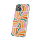 Retro Swirl Biodegradable Phone Case — Colorful 70s Spiral Eco-Friendly iPhone Cover