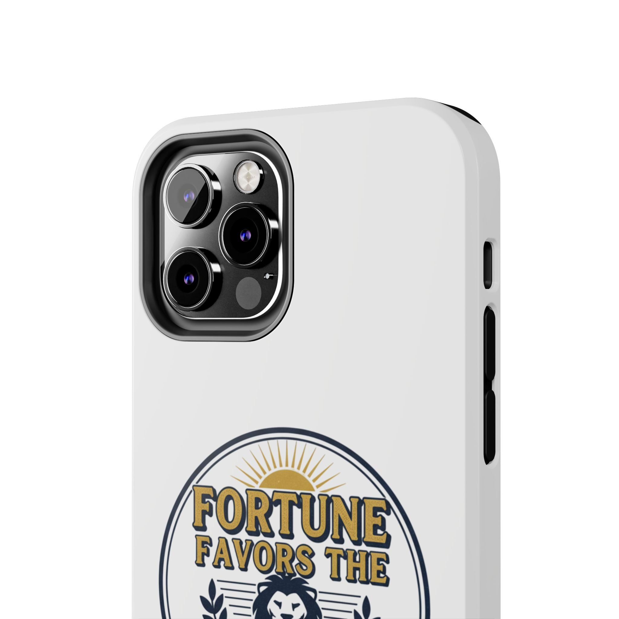 Fortune Favors the Brave Phone Case (Protective Tough Case with Lion Emblem)