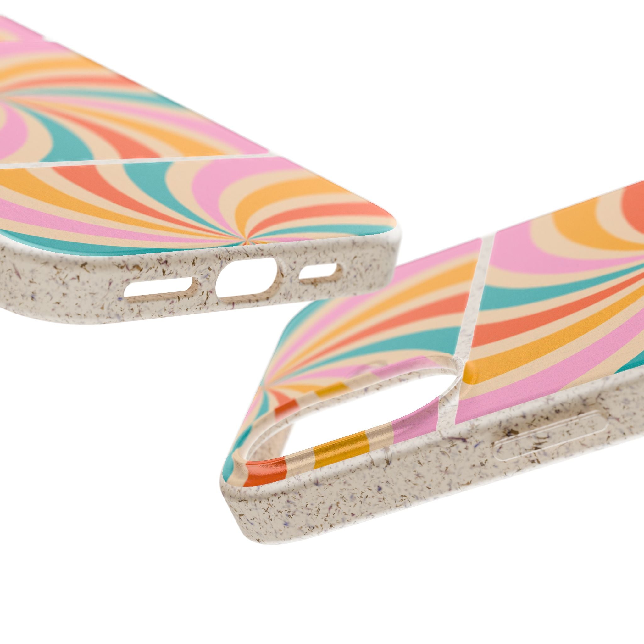 Retro Swirl Biodegradable Phone Case — Colorful 70s Spiral Eco-Friendly iPhone Cover