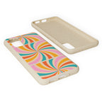 Retro Swirl Biodegradable Phone Case — Colorful 70s Spiral Eco-Friendly iPhone Cover