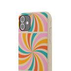 Retro Swirl Biodegradable Phone Case — Colorful 70s Spiral Eco-Friendly iPhone Cover