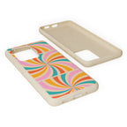 Retro Swirl Biodegradable Phone Case — Colorful 70s Spiral Eco-Friendly iPhone Cover