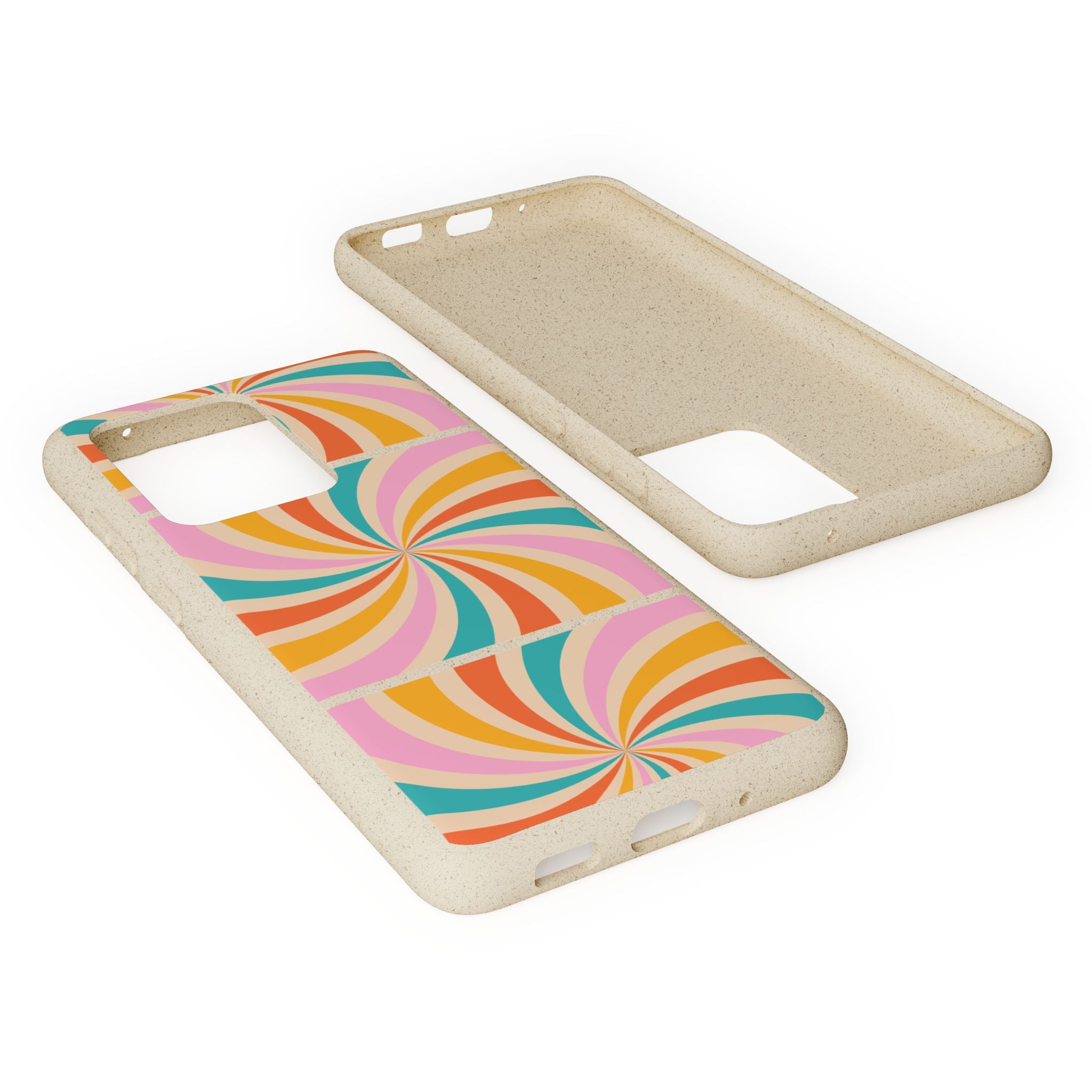 Retro Swirl Biodegradable Phone Case — Colorful 70s Spiral Eco-Friendly iPhone Cover