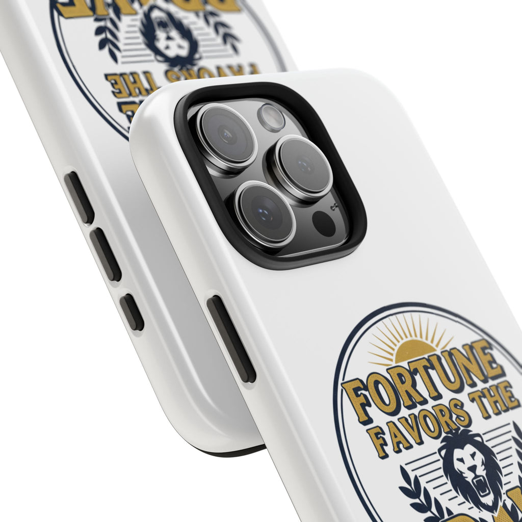 Fortune Favors the Brave Phone Case (Protective Tough Case with Lion Emblem)