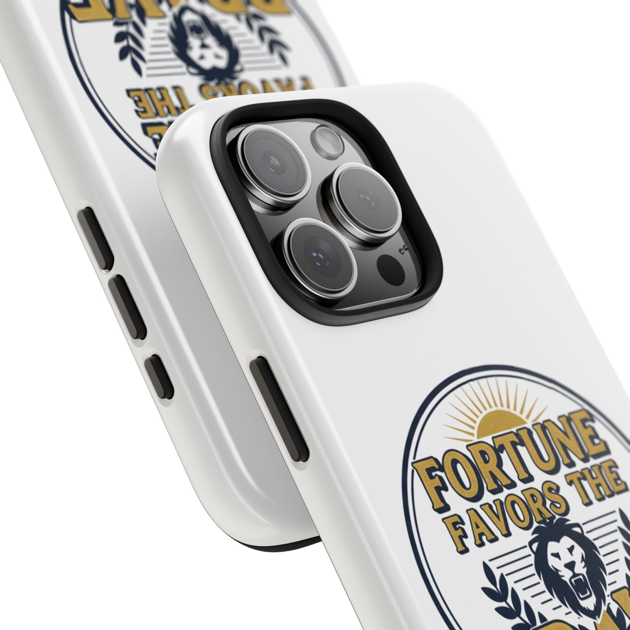 Fortune Favors the Brave Phone Case (Protective Tough Case with Lion Emblem)