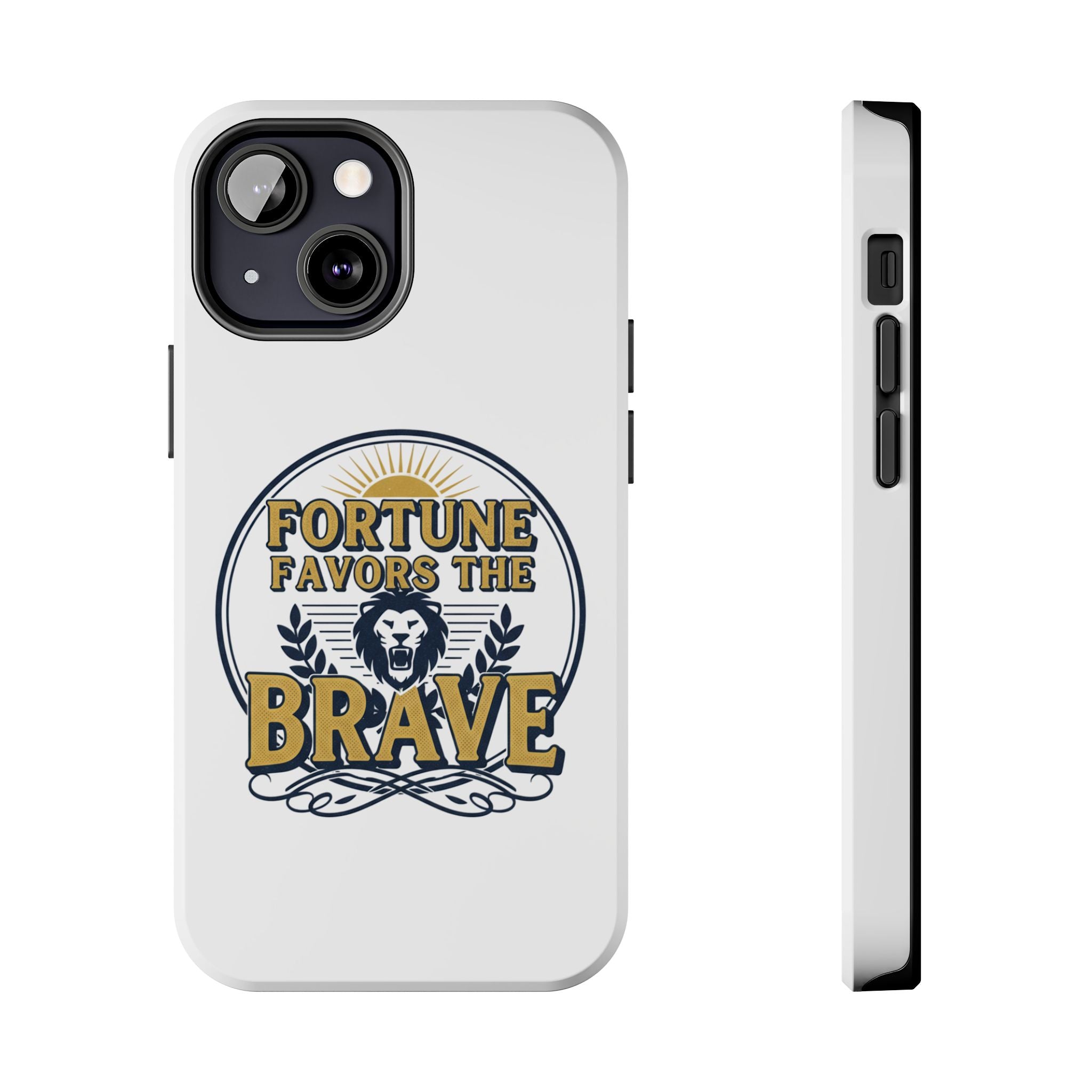 Fortune Favors the Brave Phone Case (Protective Tough Case with Lion Emblem)