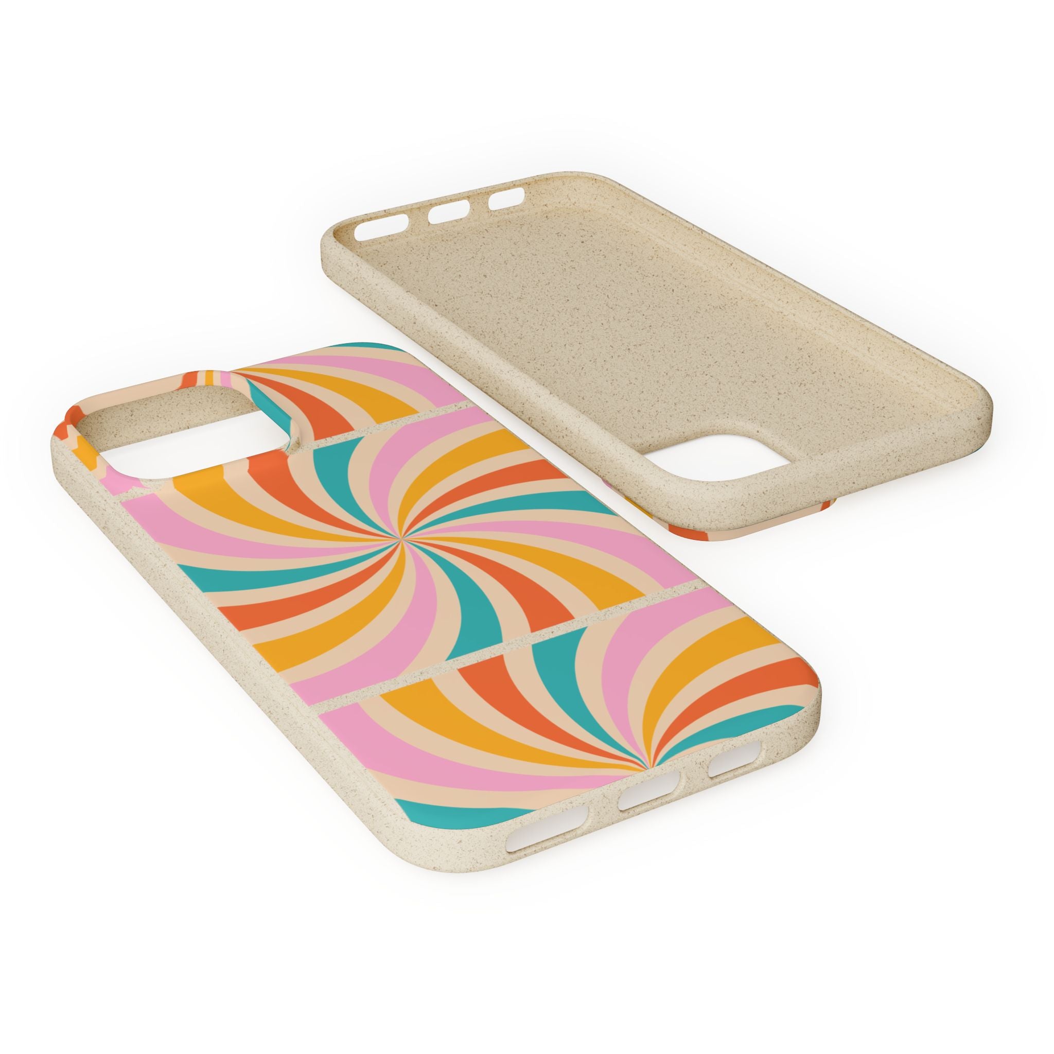 Retro Swirl Biodegradable Phone Case — Colorful 70s Spiral Eco-Friendly iPhone Cover