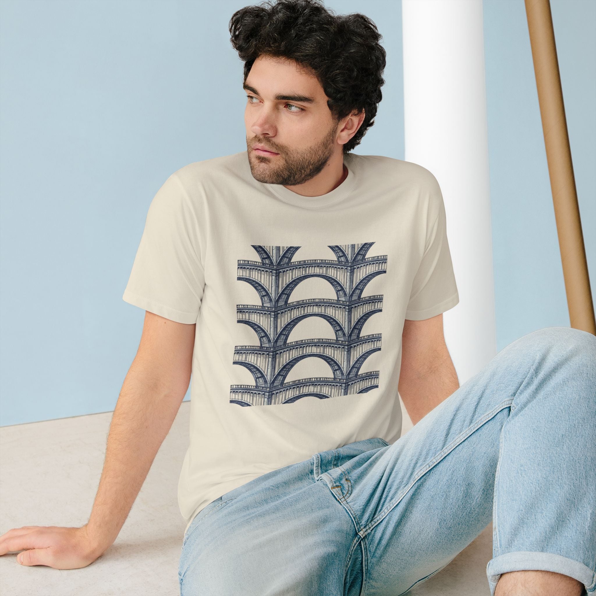 Architectural Arch Pattern T-Shirt — Minimalist Geometric Design