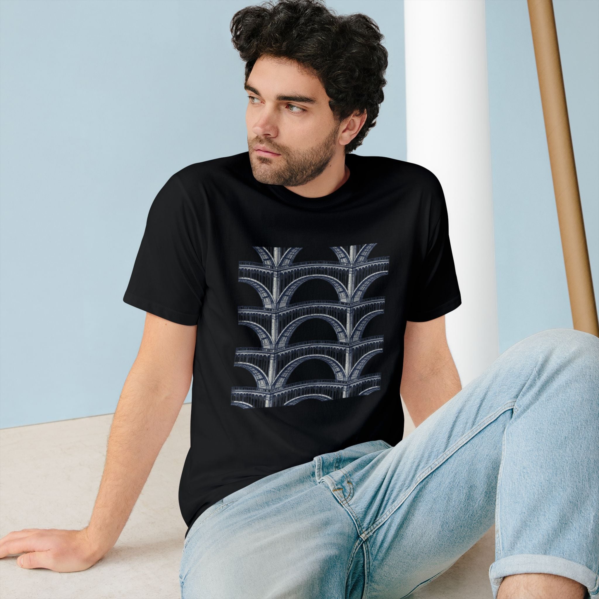 Architectural Arch Pattern T-Shirt — Minimalist Geometric Design