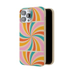 Retro Swirl Biodegradable Phone Case — Colorful 70s Spiral Eco-Friendly iPhone Cover
