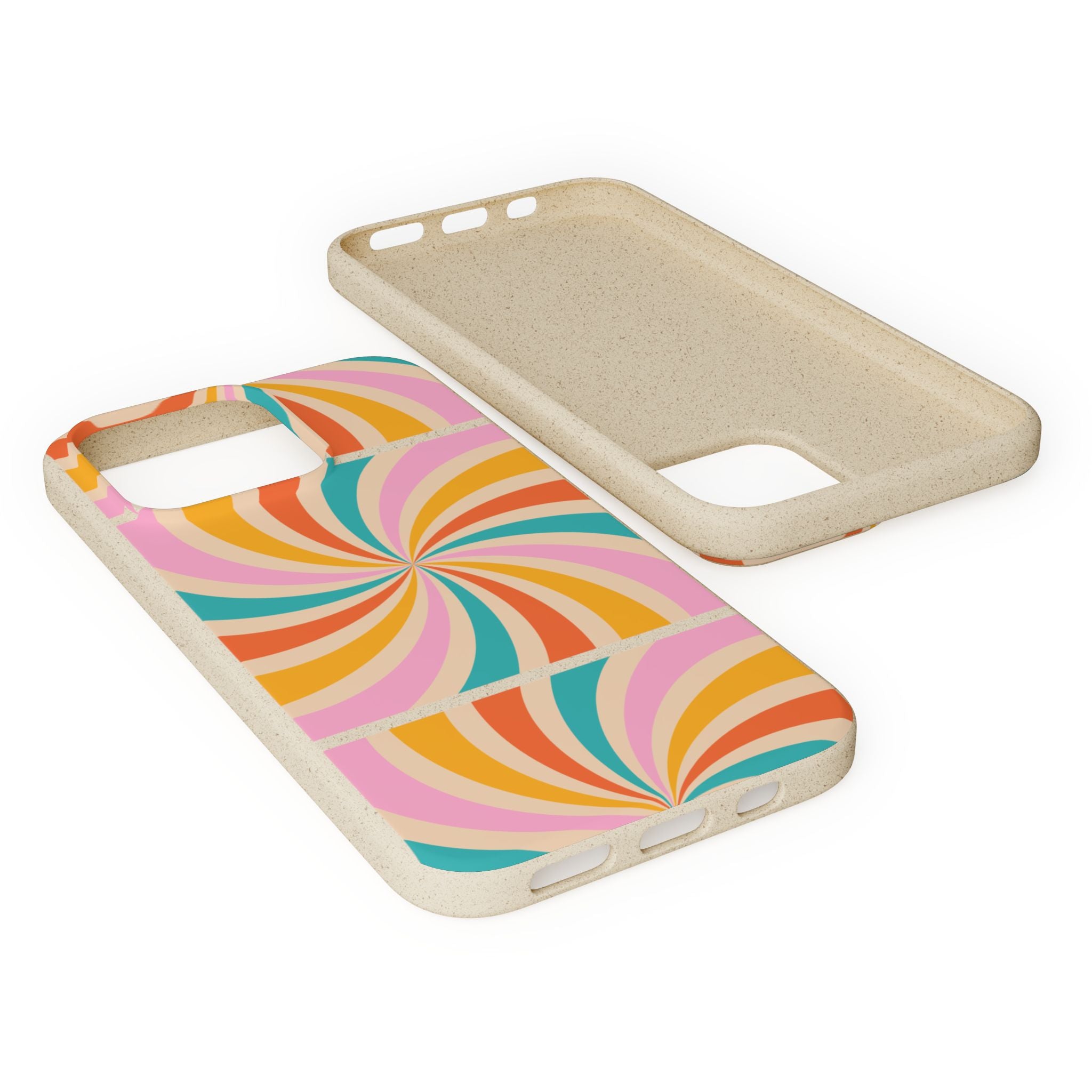 Retro Swirl Biodegradable Phone Case — Colorful 70s Spiral Eco-Friendly iPhone Cover