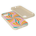 Retro Swirl Biodegradable Phone Case — Colorful 70s Spiral Eco-Friendly iPhone Cover