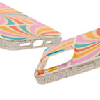 Retro Swirl Biodegradable Phone Case — Colorful 70s Spiral Eco-Friendly iPhone Cover