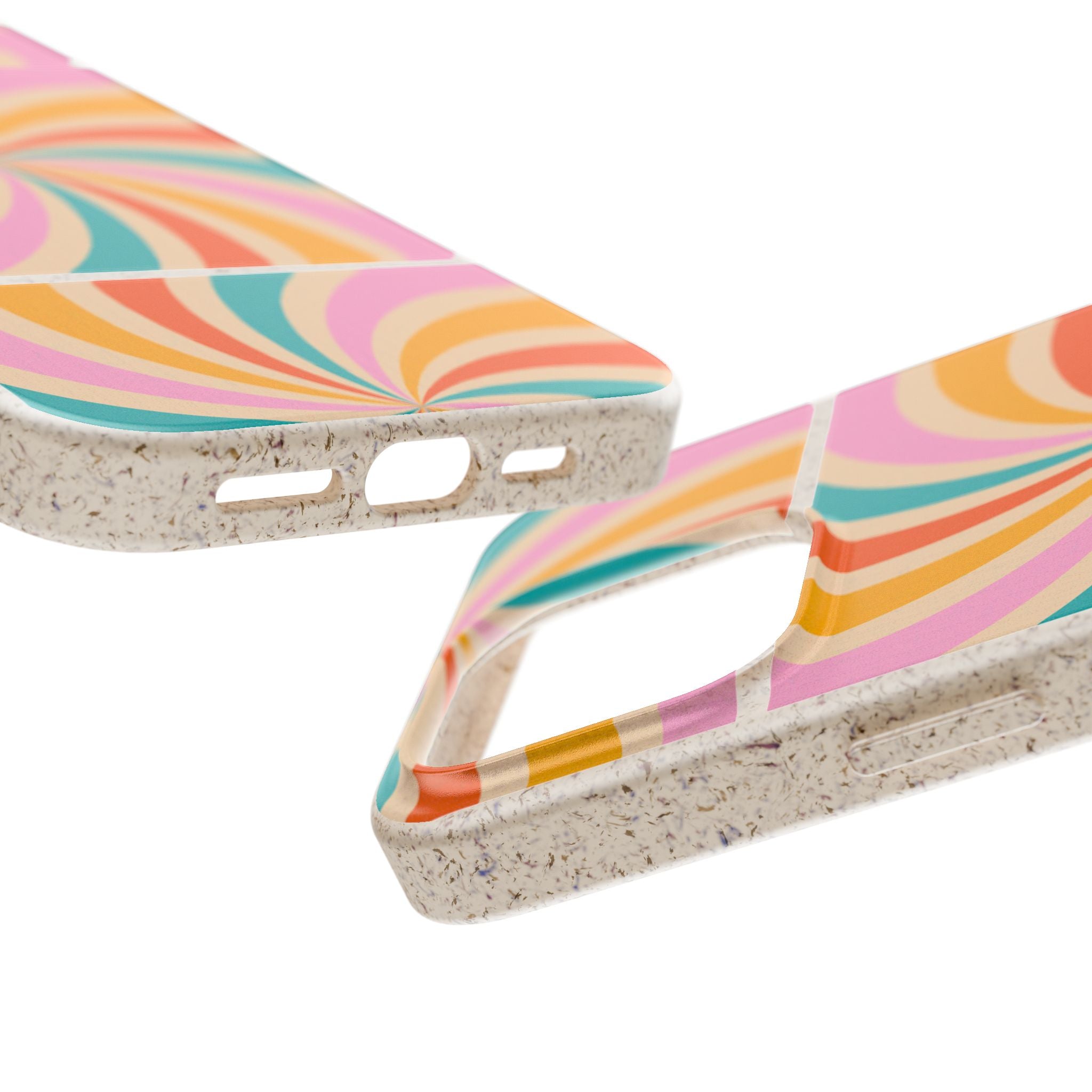 Retro Swirl Biodegradable Phone Case — Colorful 70s Spiral Eco-Friendly iPhone Cover
