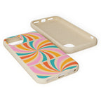 Retro Swirl Biodegradable Phone Case — Colorful 70s Spiral Eco-Friendly iPhone Cover