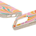 Retro Swirl Biodegradable Phone Case — Colorful 70s Spiral Eco-Friendly iPhone Cover