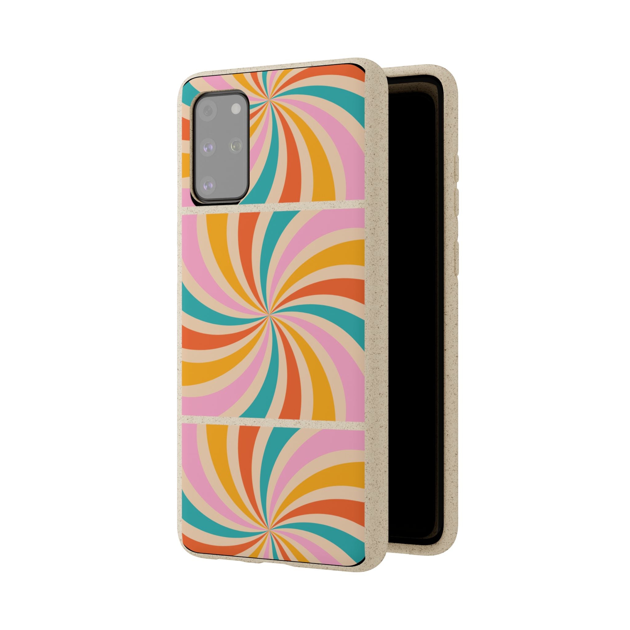 Retro Swirl Biodegradable Phone Case — Colorful 70s Spiral Eco-Friendly iPhone Cover