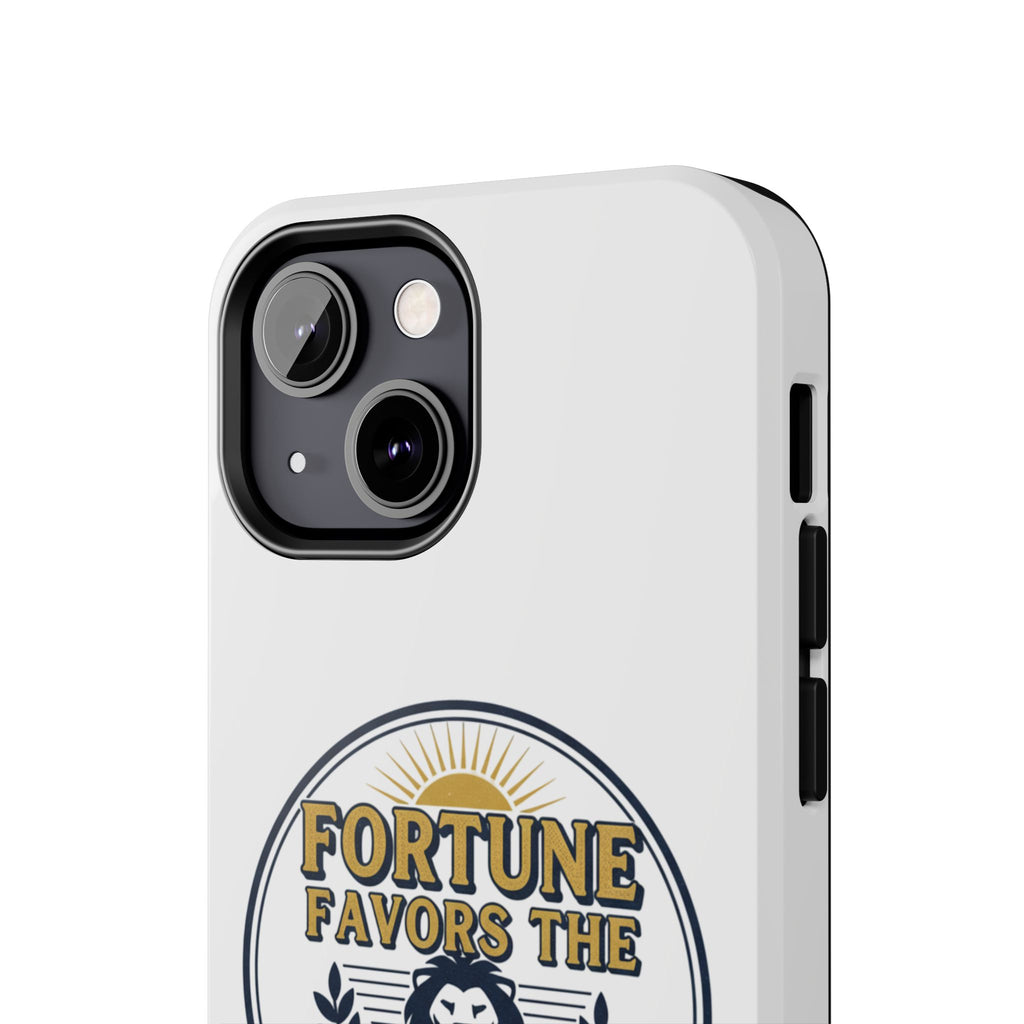 Fortune Favors the Brave Phone Case (Protective Tough Case with Lion Emblem)