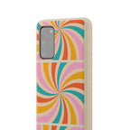 Retro Swirl Biodegradable Phone Case — Colorful 70s Spiral Eco-Friendly iPhone Cover