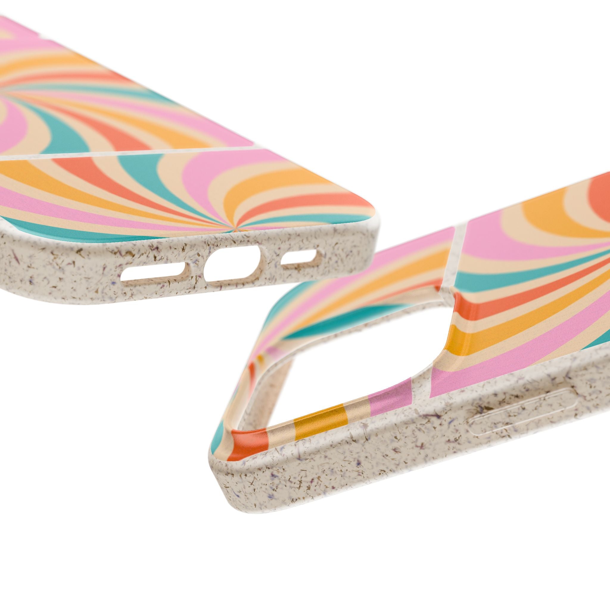 Retro Swirl Biodegradable Phone Case — Colorful 70s Spiral Eco-Friendly iPhone Cover