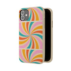 Retro Swirl Biodegradable Phone Case — Colorful 70s Spiral Eco-Friendly iPhone Cover